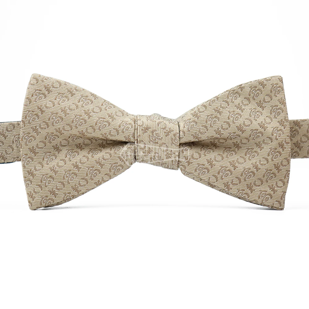 Luxury Designer Polyester Silk Blend Bowties Mens Woven Patterned Pre Tied Custom Logo Bow Ties
