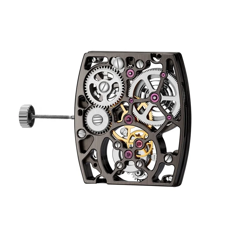 ENLOONG  Luxury Skeleton Tonneau Tourbillon Movement with 25 Jewels Manual Winding OEM LOGO Tourbillon Movement