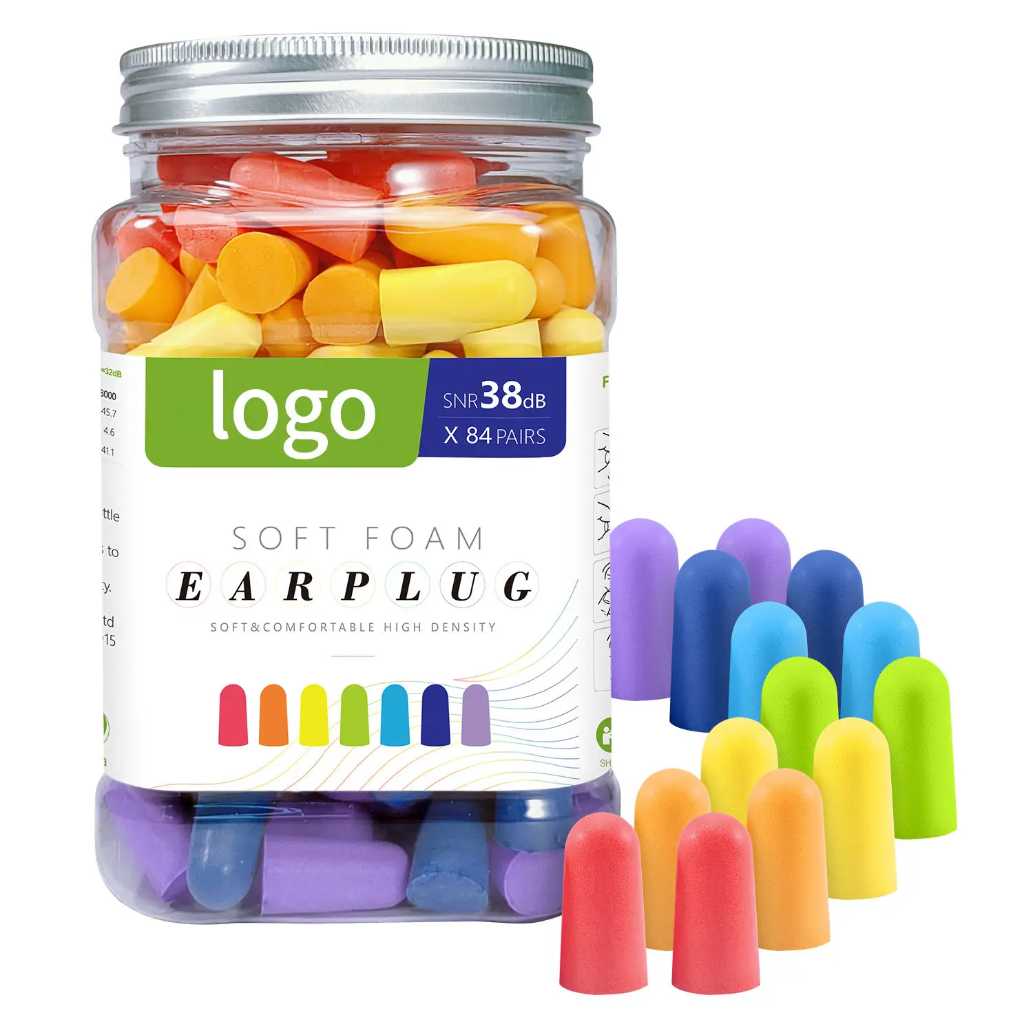 84 pairs of 32dB earplugs Soft foam sleep noise reduction earplugs with jar