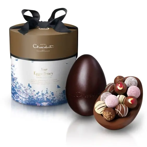 Luxury Food Grade Candy Celebrations Cylinder Cardboard Chocolate Eggs gift Box paper tube packaging with ribbon