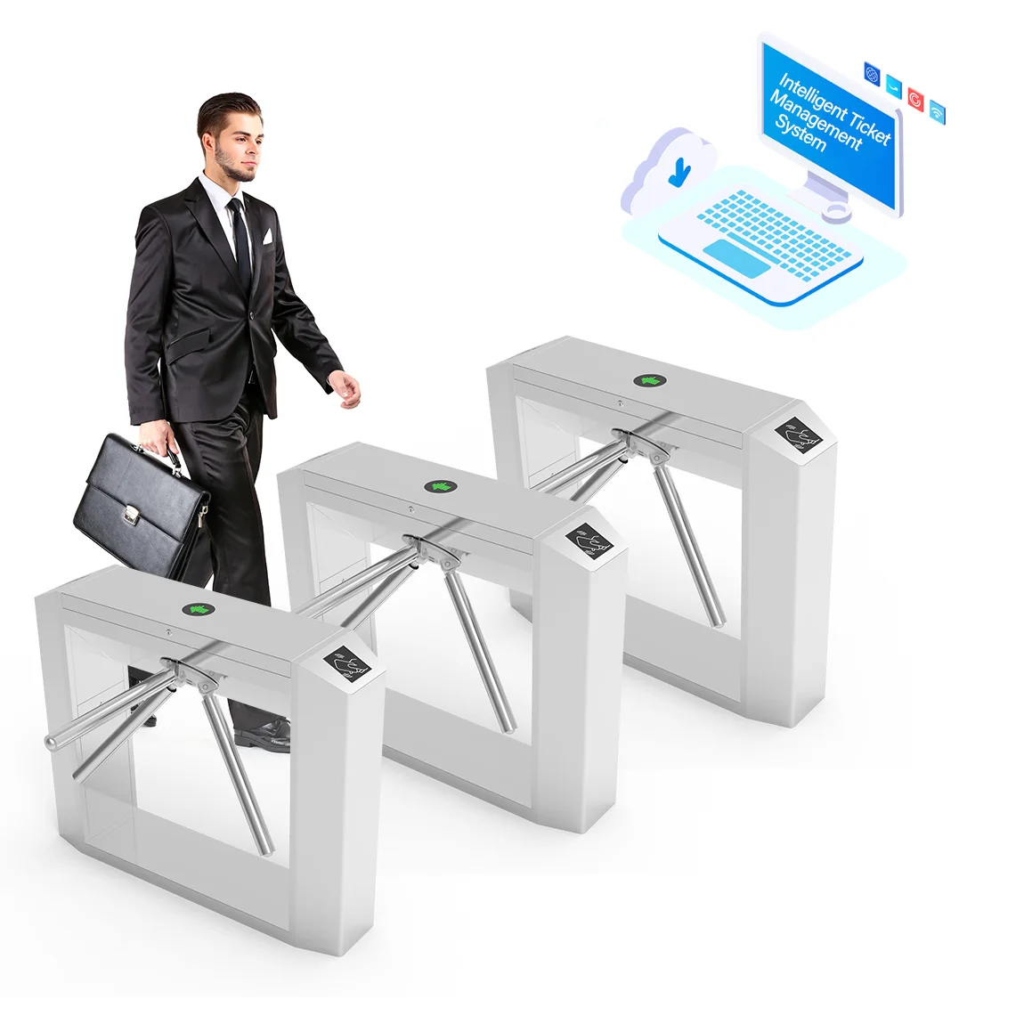 Automatic Tripod Turnstile Mechanism Turnstiles Barriers Waist High Drop-Arm 304 Stainless Steel Barrier Gate