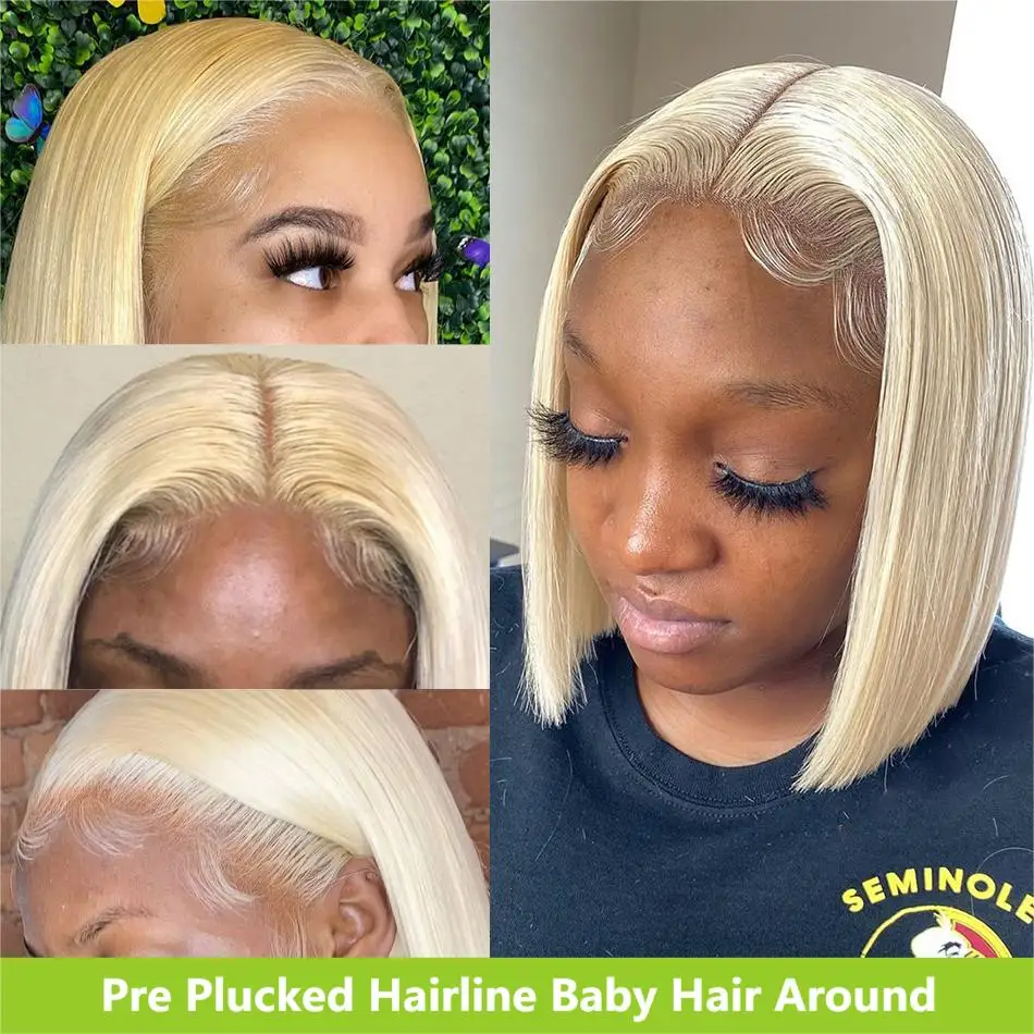 200 Density Lace Frontal Wig Human Hair Colored HD 613 Bob Lace Wig Lace Front Wholesale Raw Peruvian Bob Wigs For Black Women