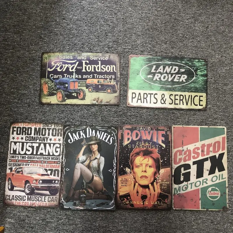 Discount Motor Oil Car Decor wall bar Crafts old printing retro sign Vintage metal Poster logo tin car plate hot sale