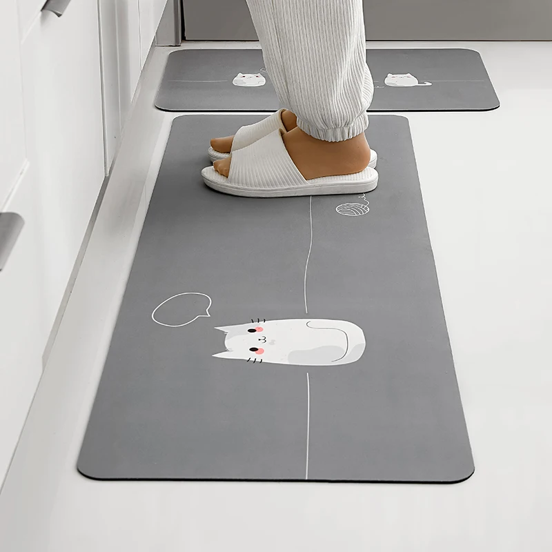 Wholesale Water Absorbent Foldable Bathroom Toilet Floor Entrance Door Stone Bath Pad Anti-Silp Diatom Mud Mat