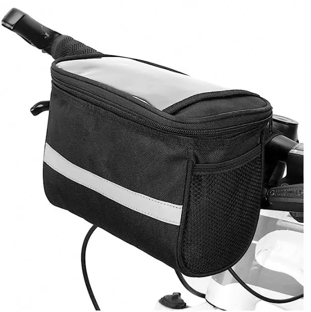 Free Sample Bike Baskets Bag with Reflective Stripe Bicycle Handlebar Bag  Frame  Bike Front Tube Bag