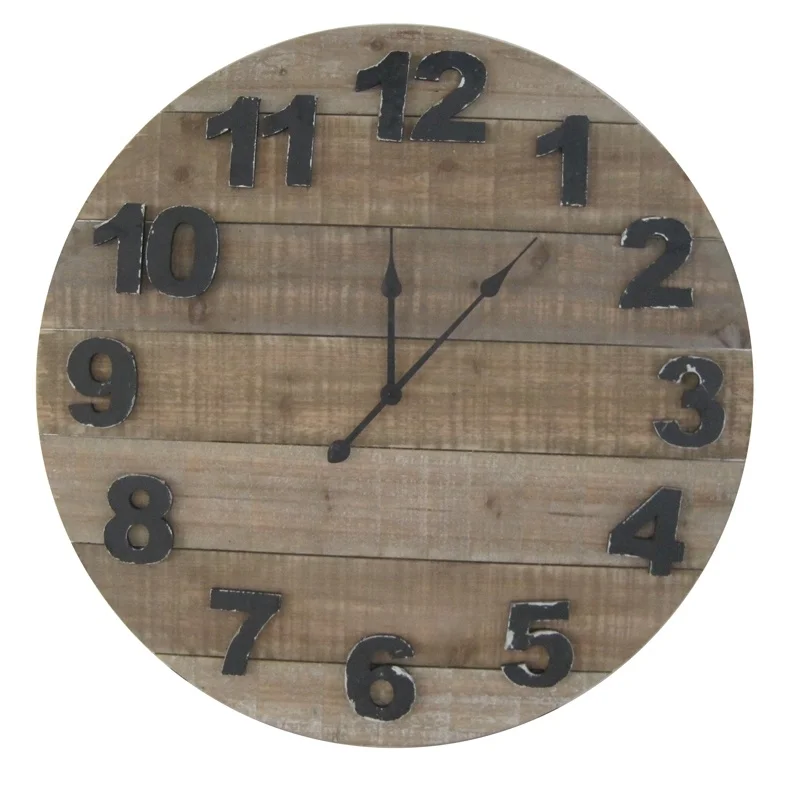 
Home Accessories Decoration Simple Industrial Large Rustic Clock Vintage Wooden Wall Clocks 