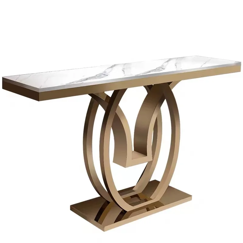 Hot selling gold white black metal 120 cm 150 cm marble stainless steel console tables