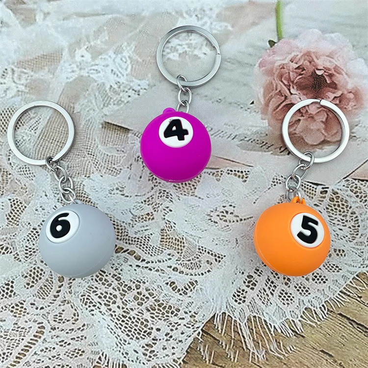 Fashion Mini Billiard Ball Keychain Resin Soft Pvc Lucky Black NO.9 Billiards Keychain For Billiard Souvenir Pendant Charm Gifts