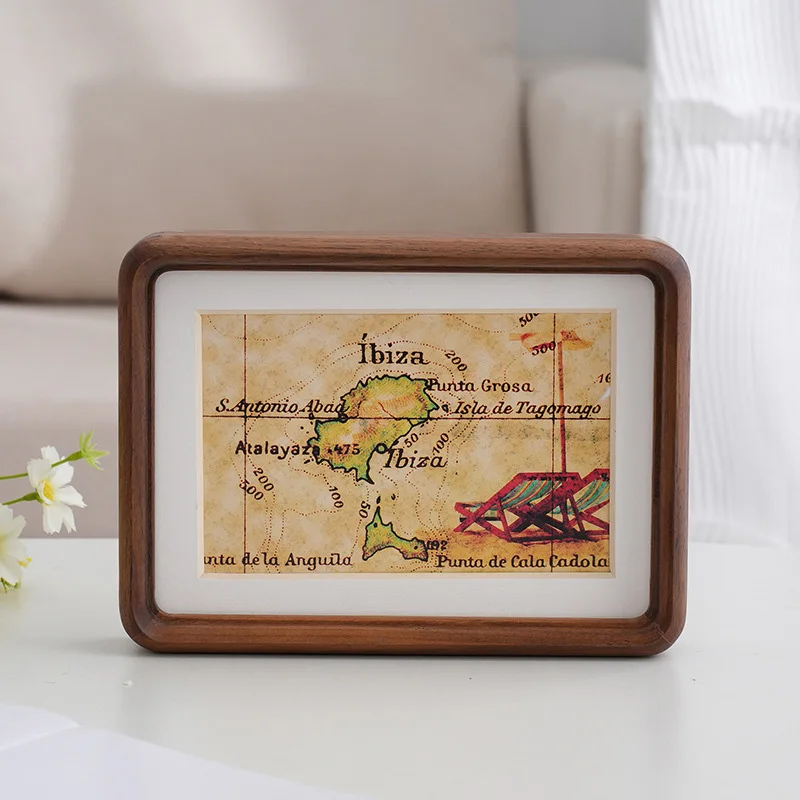 Hot Sale Factory  wholesale High Quality Novel Design Solid Wood  Craft Frame Black Walnut Photo Frame Decorative Swing Table