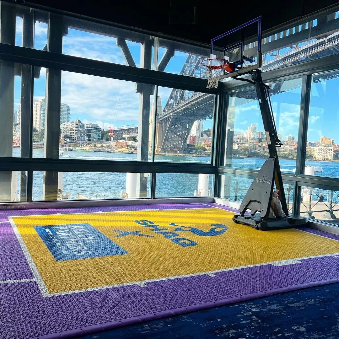 outdoor portable sport surface synthetic flooring PP interlocking flooring for 35*35 feet basketball court