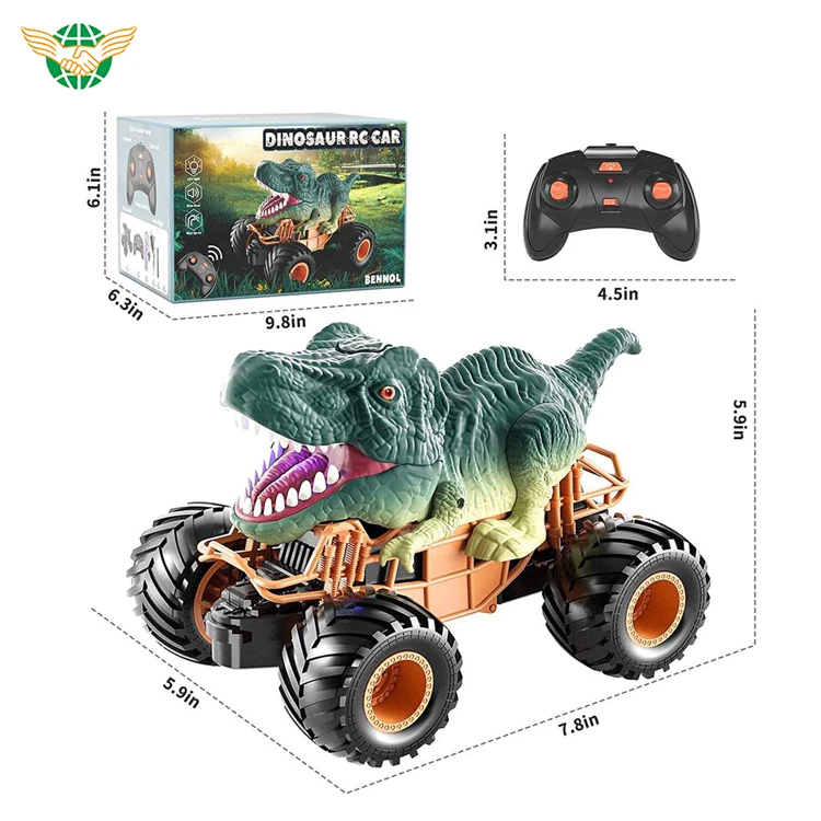 2.4Ghz Remote Control Dinosaur Truck toy Spray Off-Road Climbing Vehicle Tyrannosaurus RC Car Toys with Light & Sound Spray