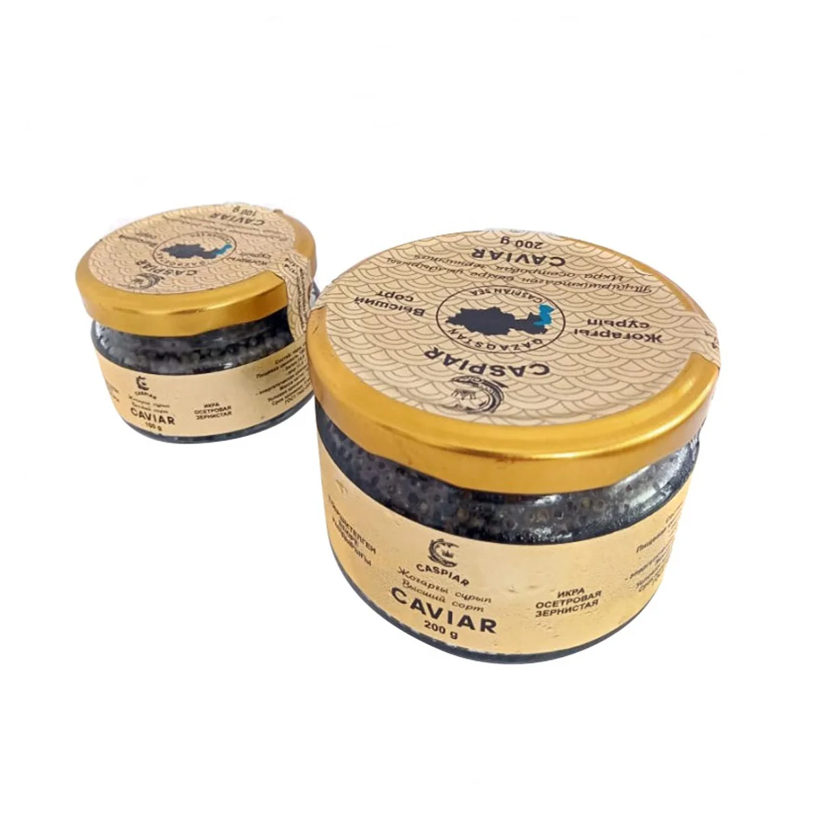 Culinary delight farm-raised sturgeon fish eggs pre-packed in jar from manufacturer