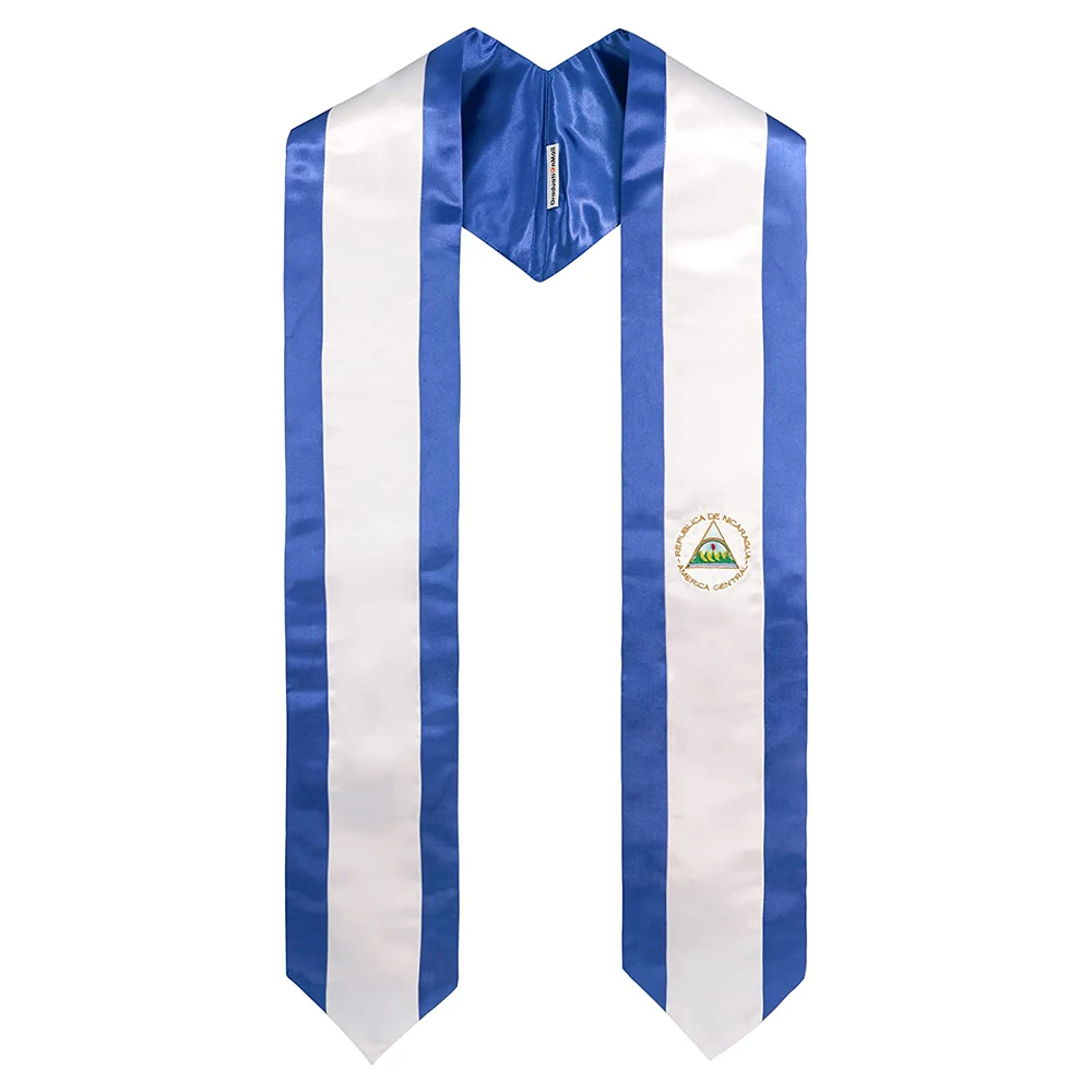 2023 Wholesale Adult Honduras Flag Pattern Graduation Sash Stole Satin Scarves For Graduate Gift