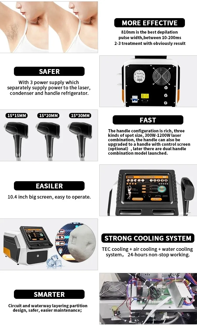Alexandrite laser Epilator Ice Platinum Diode Laser 755 810 1064 Deka Laser Alexandrite Permanent Hair Remover