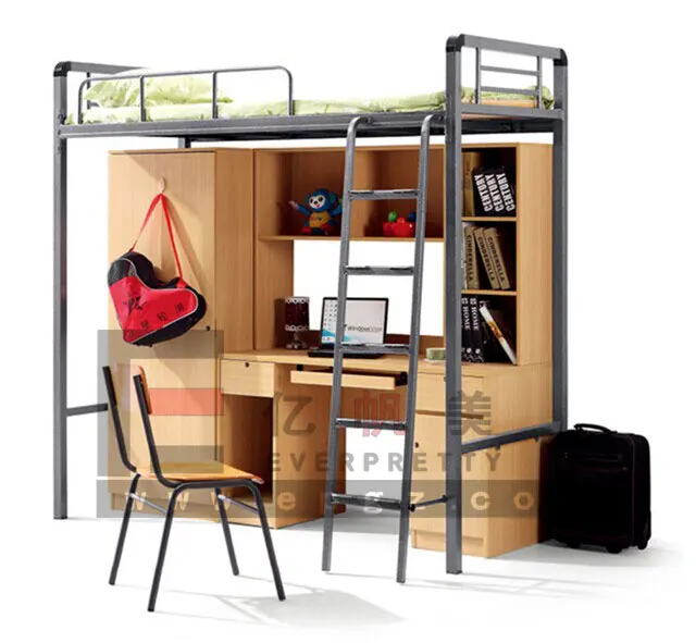 Modern Bed Room Set Furniture Dormitory Wholesale Bed Frames and Bed With Study Table