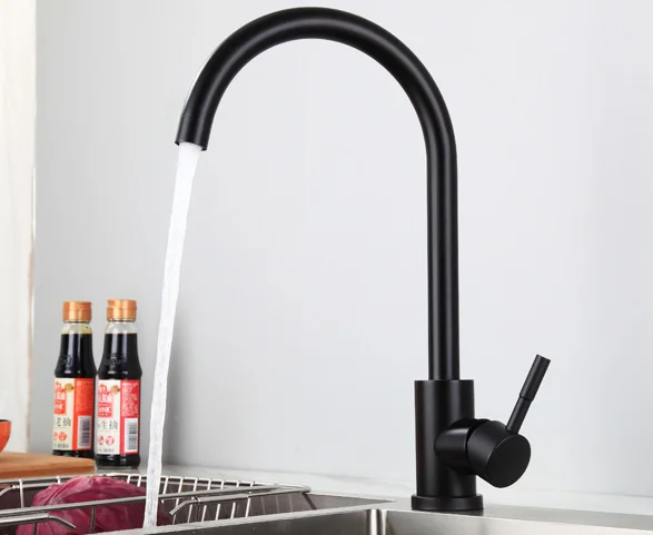 High quality Durable black 304 stainless steel kitchen sink water mixing faucet