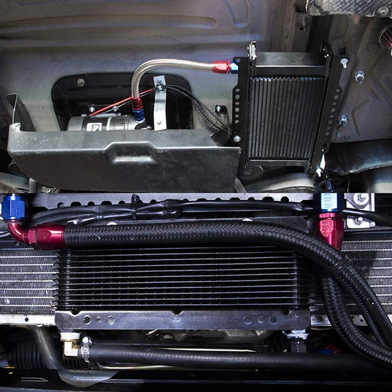 Высококачественный Универсальный гоночный автомобиль черный серебристо-синий 10 ряд 16 пластина 19 ряд 30 ряд AN8 AN10 комплект маслоохладителя с адаптером