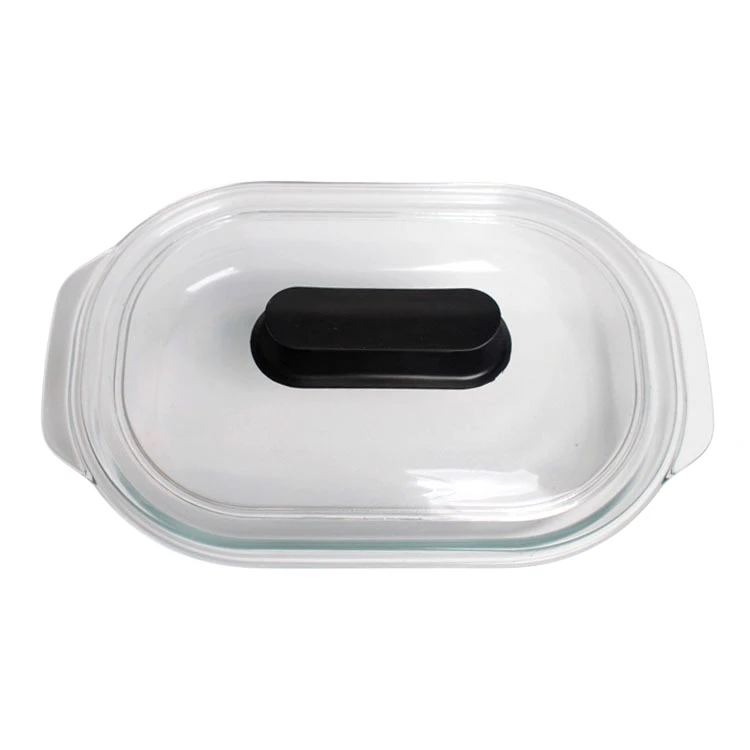 Wholesaler 3.0L Rectangle Tempered Glass Baking Dish Easy Grip Handle Oval Glass Bakeware Glass Casserole Dish with Lid