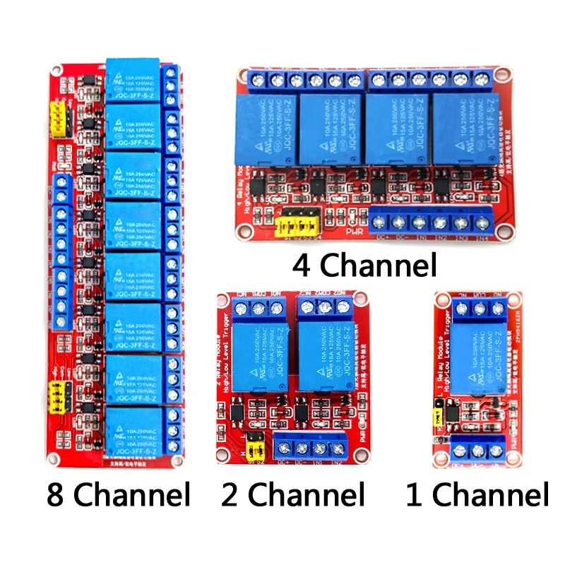 1 2 4 8 Channel 12V Relay Module Board Shield with Optocoupler Support High and Low Level Trigger Power Indicator Light
