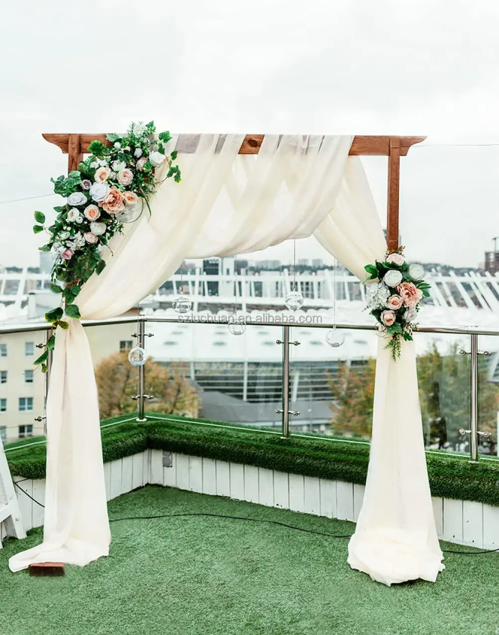 Sky Blue Chiffon Church Curtains Backdrop Decoration Church Curtains Backdrop Decoration Wedding Arch Backdrop