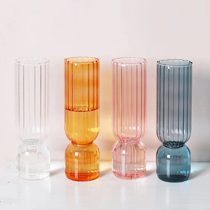 Source factory Nordic Glass Vase Colored Transparent Flower Arrangement Container Home Decoration