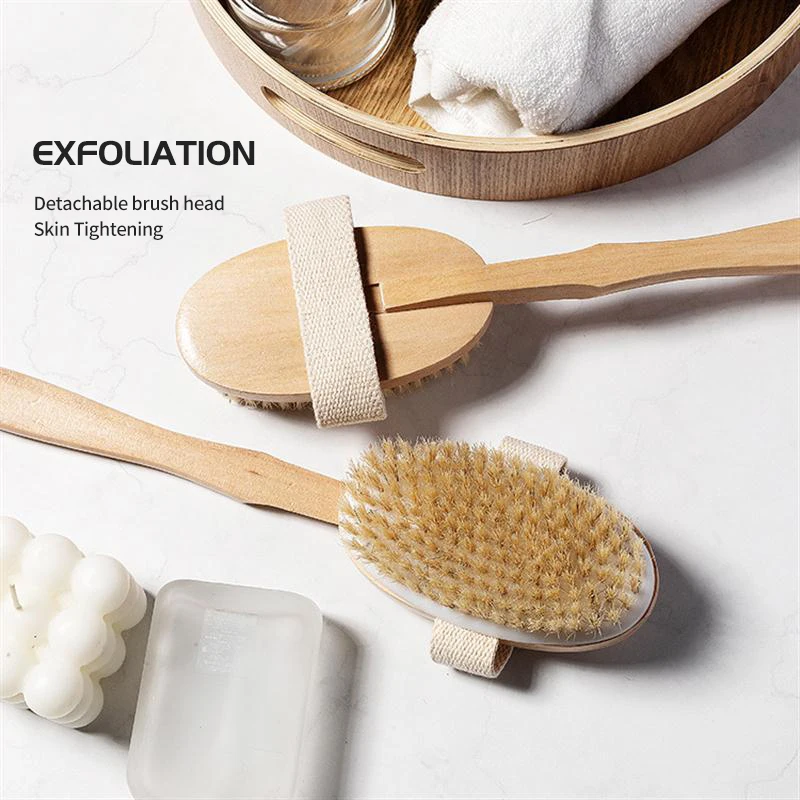 Sisal fiber brush shower brush  exfoliating scrub massage wooden dry body pure vegetarian brush customizable logo