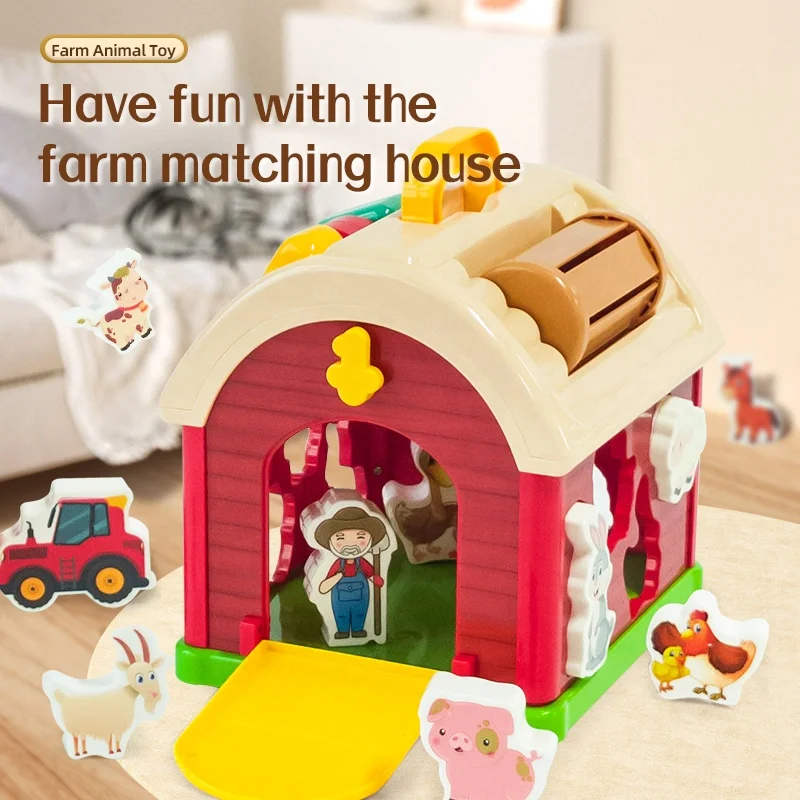 OEM  children Dollhouse Farm Hut Animal Cognitive Pairing Infant Early Education Sensory Busy Board  Multifunctional Farm Toy
