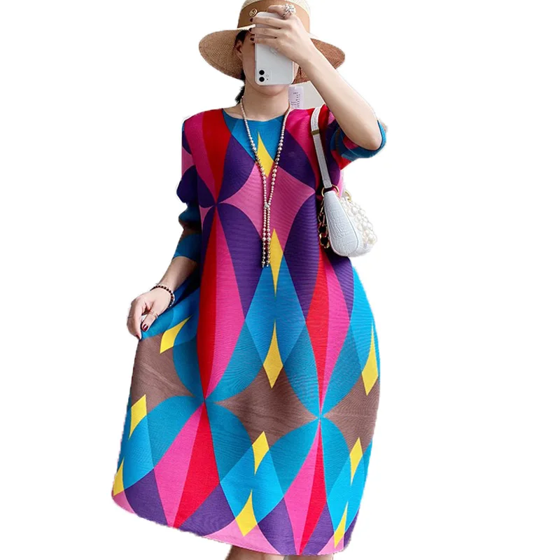 2021 New Trending Geometry Casual Sleeveless plus size women Dress