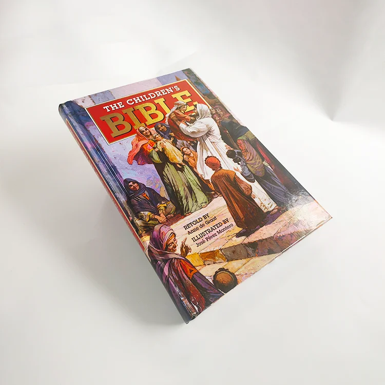 custom hard cover kids English christian libros bible story study journal books printing service