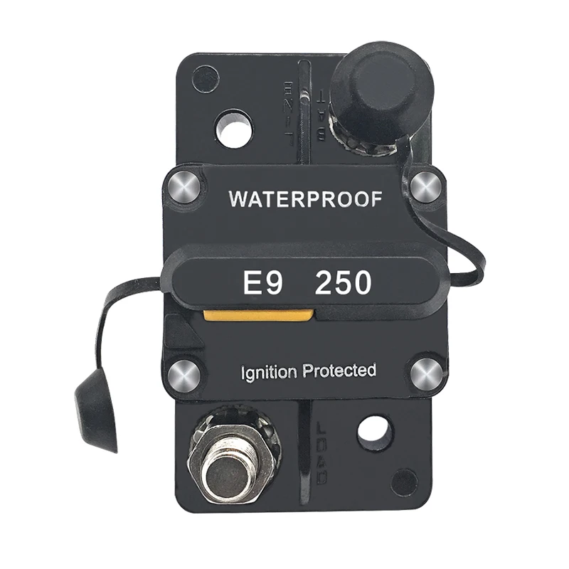 Automotive Circuit Breaker,12V-48V DC 250A Car Audio Waterproof Circuit Breaker Reset Fuse Inverter with Manual Reset