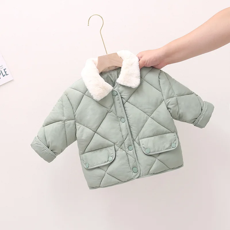 
Springway 2021 Winter New product children jacket keep warm girls cotton padded solid color casual cute coats for kids 