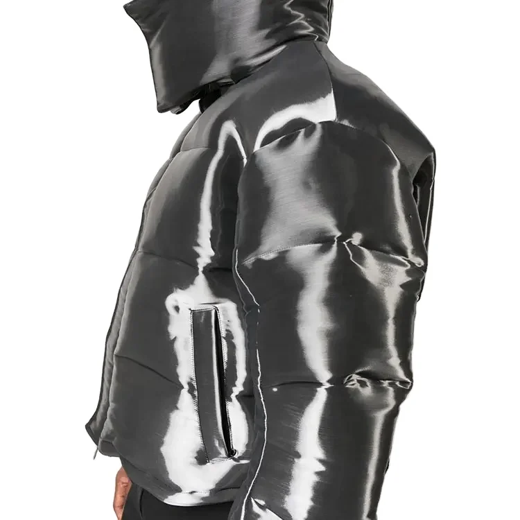 Custom High Quality Men Cropped Puffer Jacket For Men Outdoor Winter Windbreaker Liquid Veste Homme Metal Down Jacket