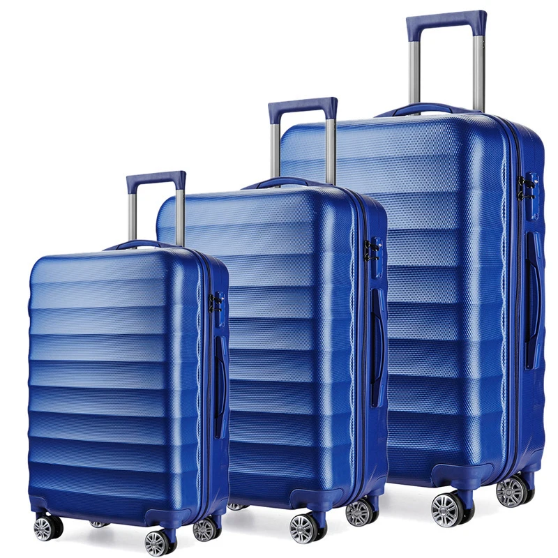 Customized Traveling Wholesale Hard Shell Trolley Bag Carry-on Suitcases ABS Luggage Set With Spin Wheels