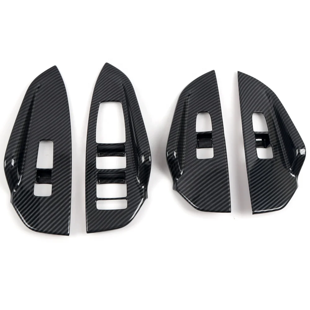 For Kia K5 Optima 2020 2021 Car Accessories Window Switch Control Panel Cover Trim ABS Carbon Fiber Grain 4pcs (Not Fit RHD)