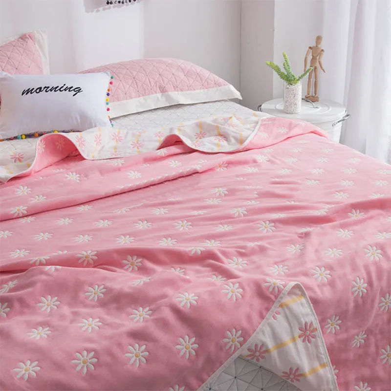 Custom design 6 layer twin full queen king size adult muslin blanket for winter