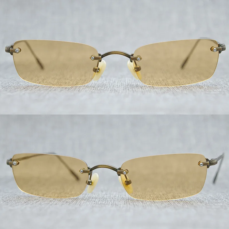 2023 Frameless Fashion Nylon Lenses Sunglasses Rectangular Frameless Sunglasses for Men and Women