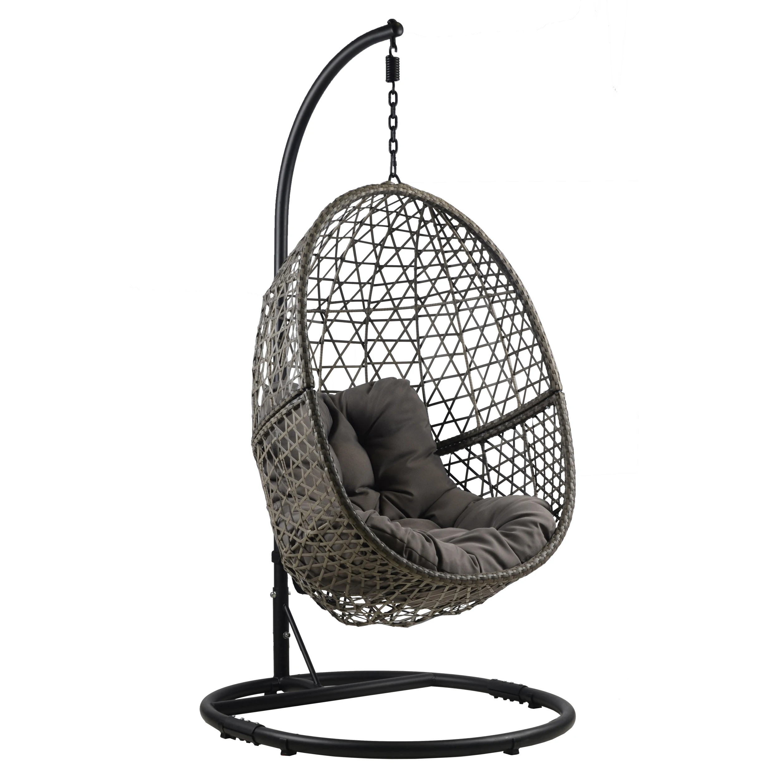 Wholesale outdoor Patio garden hanging egg chair modern steel frame egg swing chair rattan hanging egg swing chair