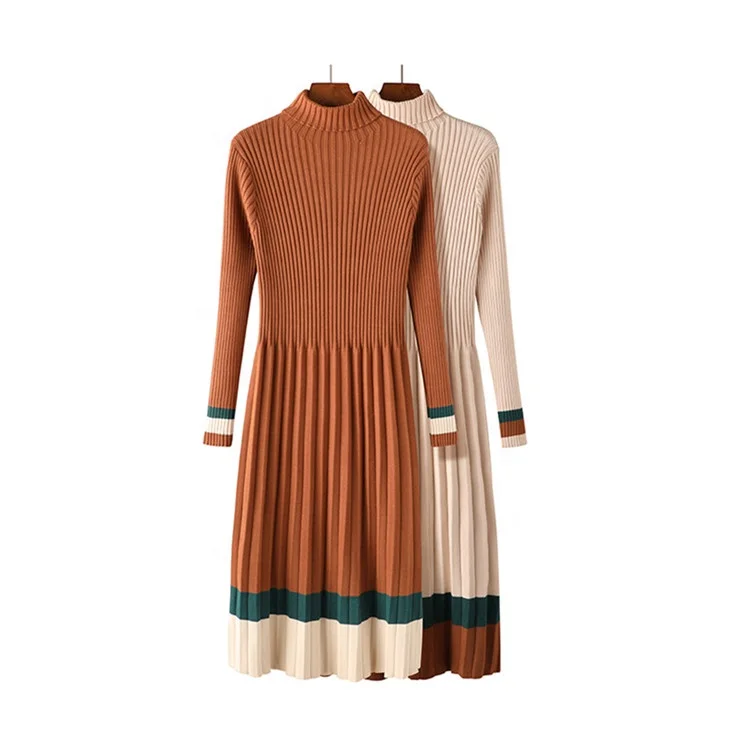 Оптовая продажа; В винтажном стиле свитер с длинными рукавами с офис леди вечернее платье