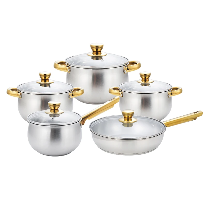 Ancient Elegant 10 Pieces Cookware Sets Inox Cooking Ware Sets