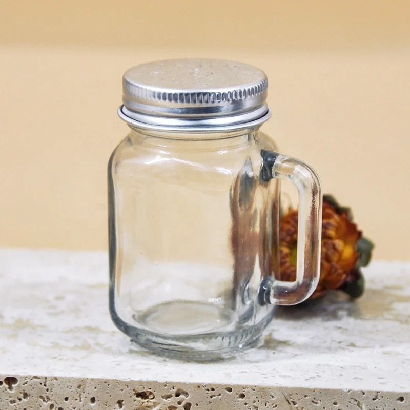 50ml mini beverage glass drinking bottle with handle