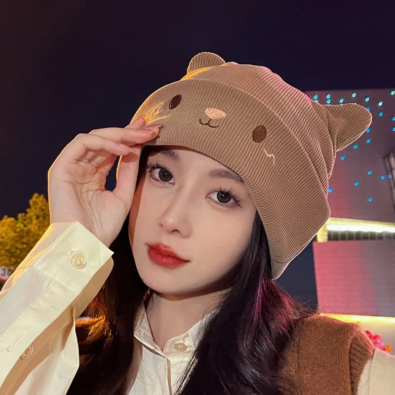 Fashion Winter Warm Hat Animal Unisex Headwear Beanie Ears Ladies Ladies Girl Headwear Cute Wool Knit Cat Hat