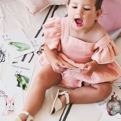 
Toddler Baby Boys Girls Fly Sleeve Romper Summer Muslin Cotton Jumpsuit Outfits Clothes Infant Rompers Clothing 