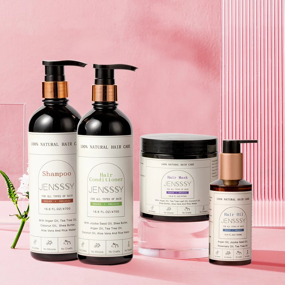 Private label sulfate free organic tea tree nourish rosemary hair growth mask argan oil shampoo and conditioner hair care set