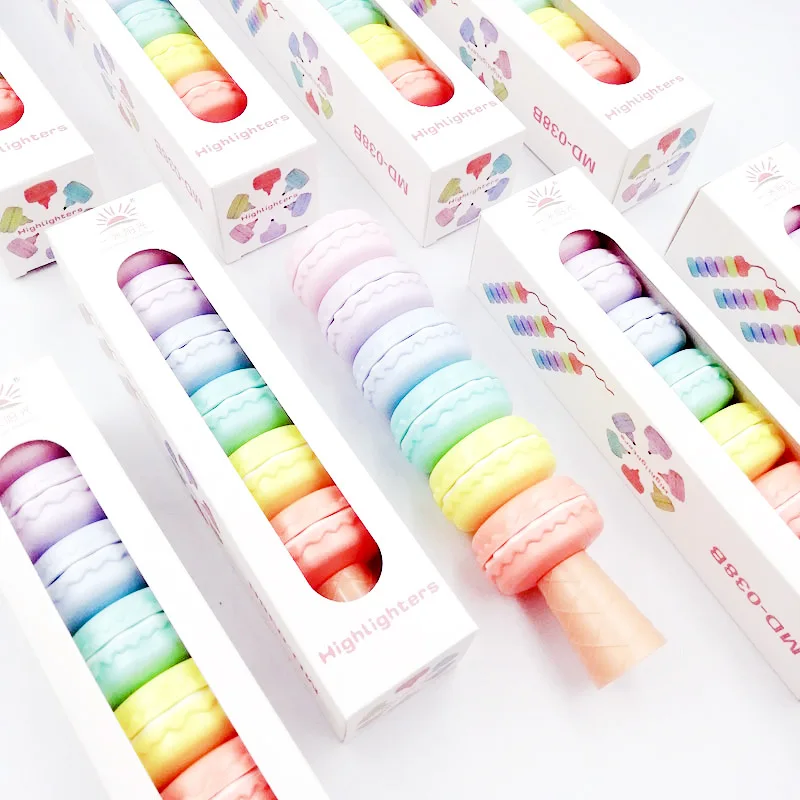 Cute Stationery Building Blocks Macaron Highlighter Hand Account Color Highlighter Pen Office Marker Pens
