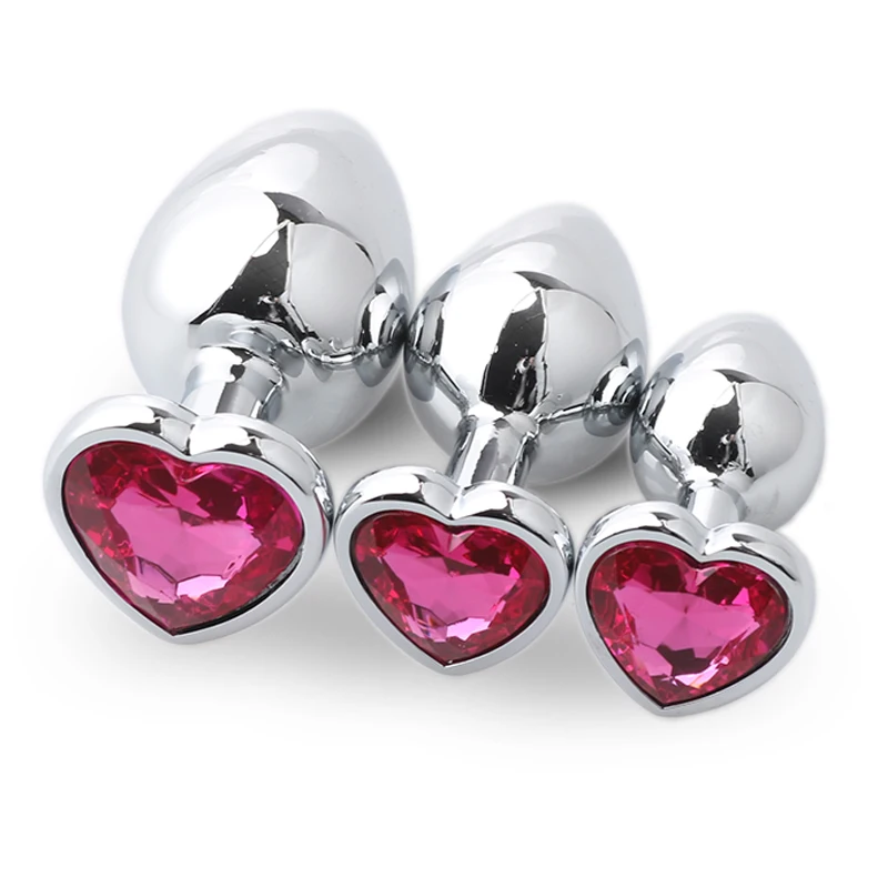 Hot Sale Adult Product Sex Toy Metal Stainless Steel Anal Plug with Heart Shape Gold Color Butt Plug