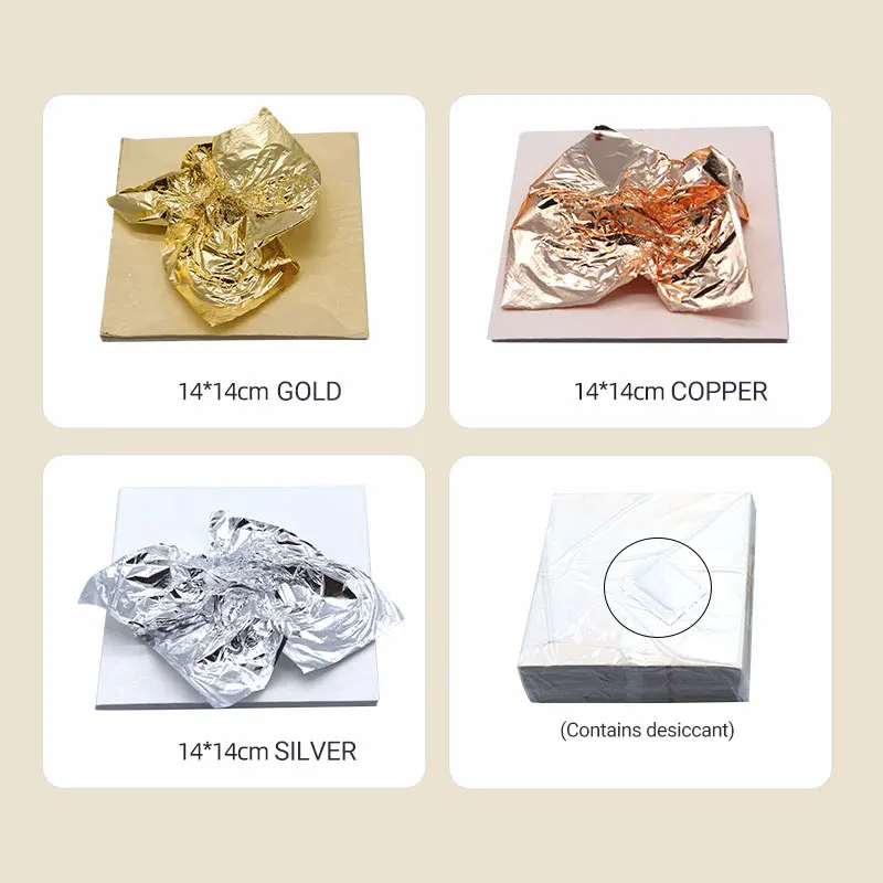 1000p/bag 14/16cm Copper sheets Imitation Gold Foil Leaf Sheets For nail Art Crafts Celling Decoration