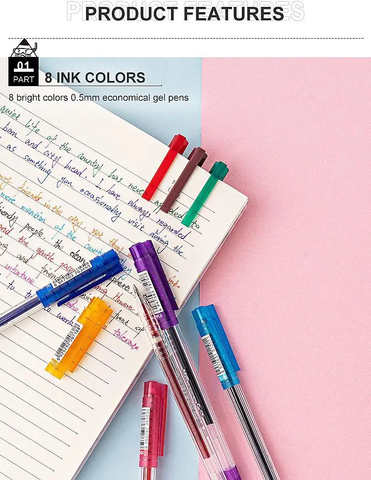 M&G Stationery 0.5mm Economic Multi-Color Plastic Gel Ink Ball Pens Wholesale with Custom Logo