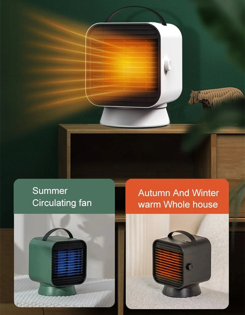 
Smart Timing Shaking Head Electric Heater Mini PTC Room Portable Home Fan Heater for Bathroom Bedroom with Cold Air Warm Air 