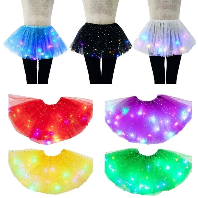 Tutu Ballet Dancing Skirt Girls LED Light Up Tutu Ballet Skirt Princess Luminous