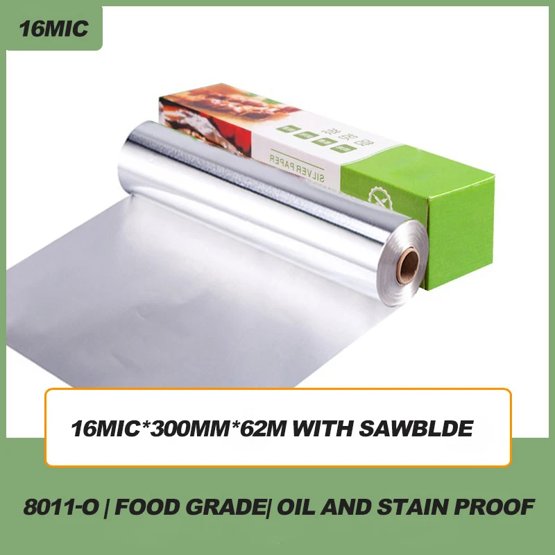 Manufacturer Household 60m 30cm 0.014  0.016mm Aluminum Foil Small Roll For Cooking Barbecue Aluminum Foil Food Wrapping Paper